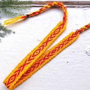 Mustard/Red Boho Woven Bracelet